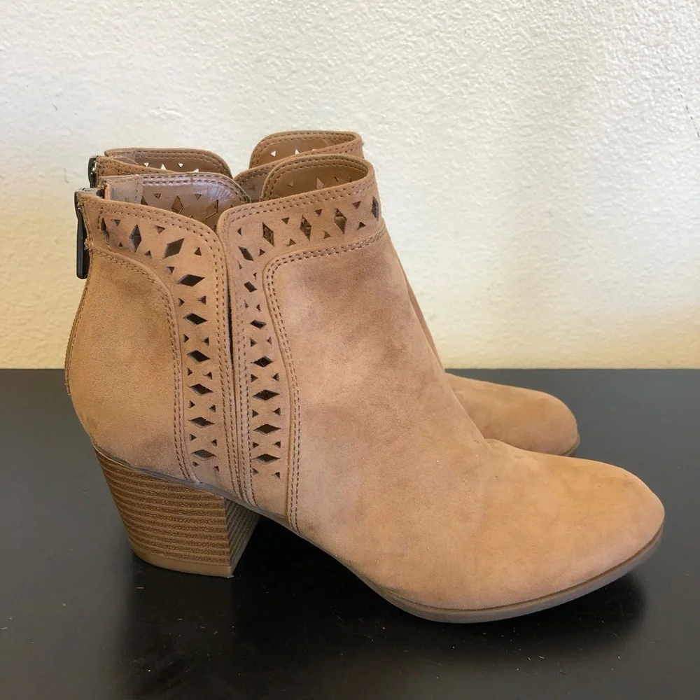 Indigo Rd Brown Faux Suede Cut Out Ankle Boots